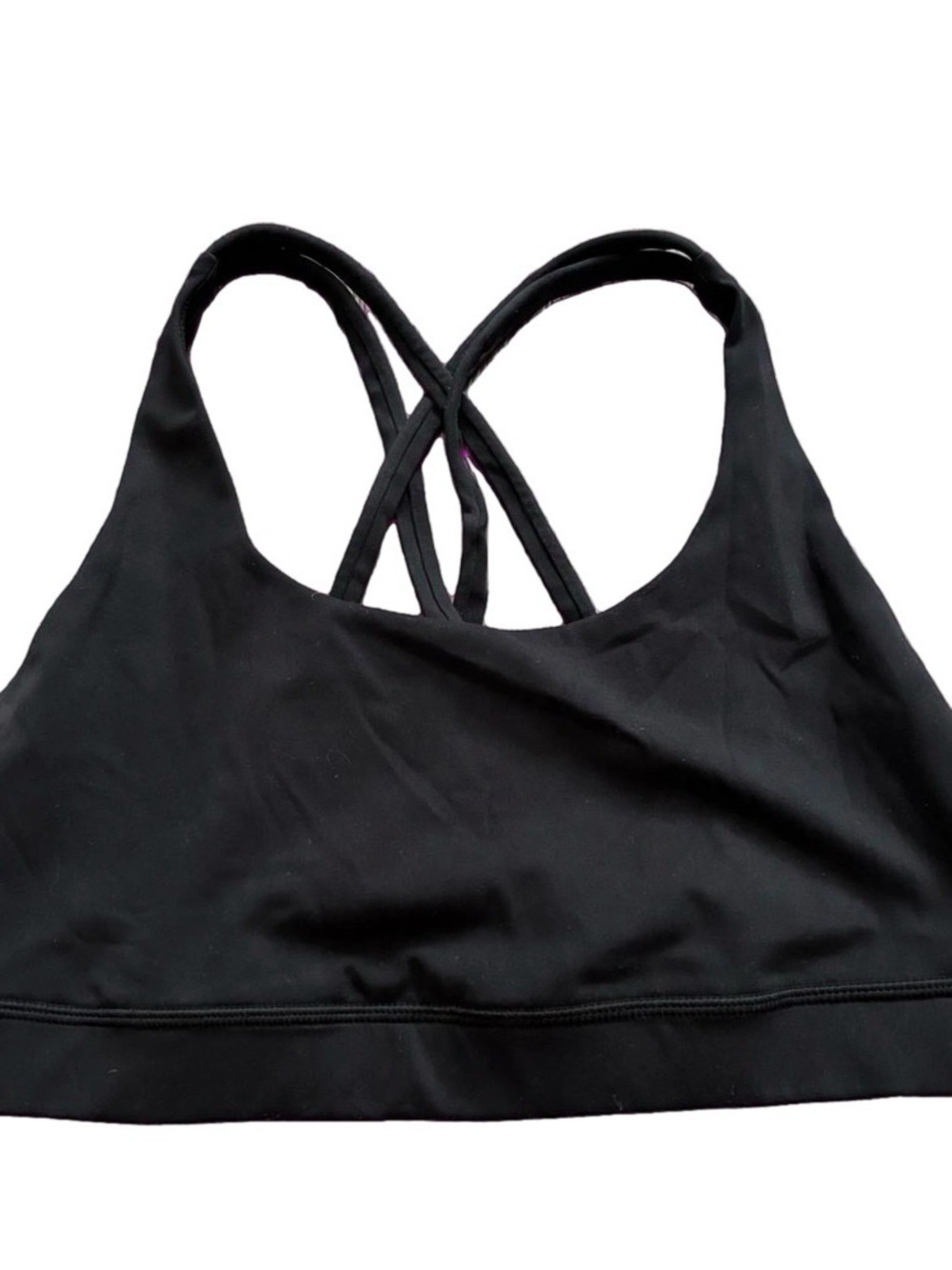 Black Strappy Sports Bra Small Criss Cross Back Yoga Workout Gym Athletic
